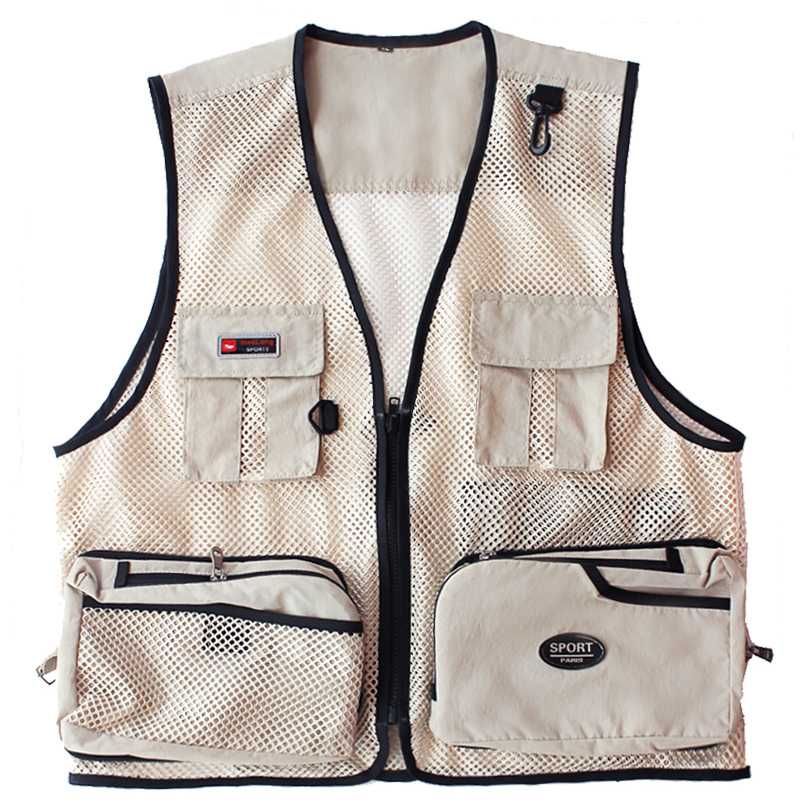 

Sleeveless Mesh Vest Tactical Breathable Vests Army Fishing Coat Hunting CS Jackets Hunting Tactico Vests Erkek yelek, Beige