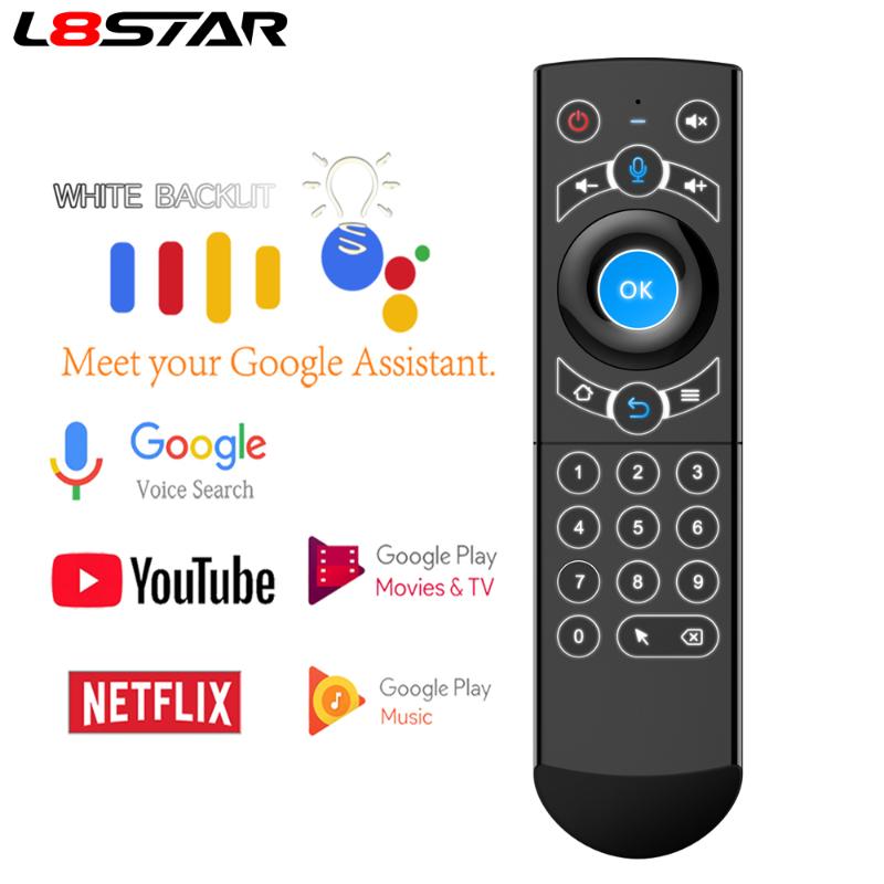 

L8star Air Mouse Backlight Gyroscope smart remote control Google Voice search Microphone 2.4G Wireless air mouse for Android tv