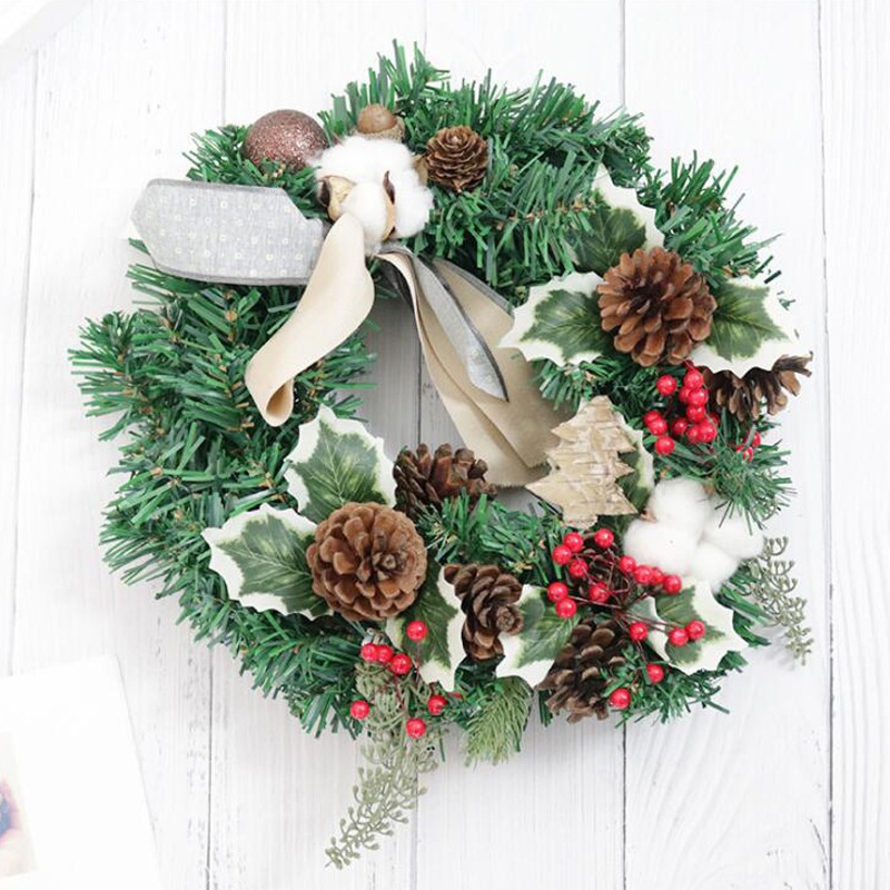 

30cm Christmas Wreath Artificial Garland Wedding Rattan Christmas Tree Decor DIY Hanging Weaved Garlands Craft Hanging Wreath, As pic