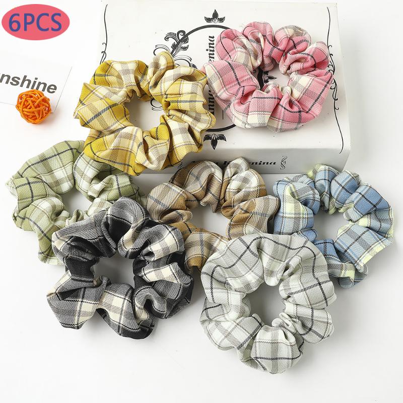 

3PCS/Lot Elastic Rubber Hair band Women Retro Plaid Print Hair Scrunchies Set Girl Ponytail Holders Ties Headband Fashion