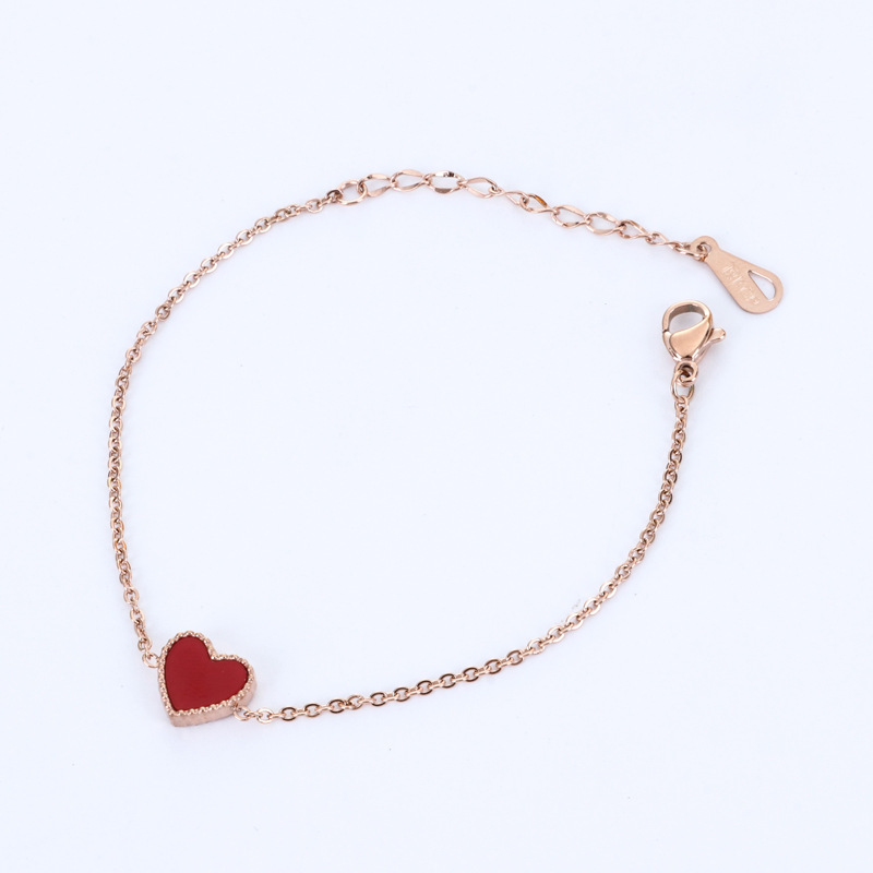 

Love-heart Double Red&Black Bracelet Titanium Steel Rose Gold color high Quality Bracelet Jewelry drop shipping