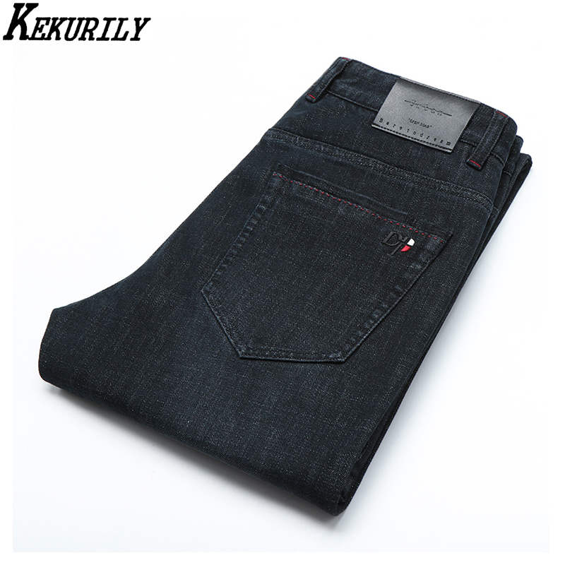 

2020 Autumn Winter Jeans Men Business Casual Stretch Straight Jeans Male Plus Size Thick Denim Pants High Quality Long Trousers, Black