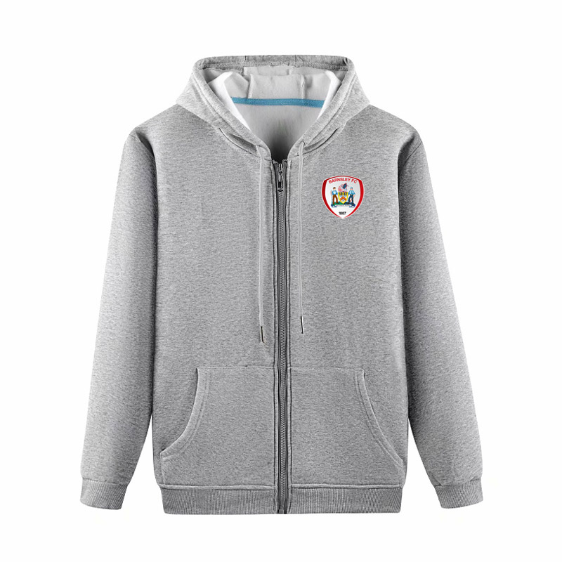 

barnsley FC 2020 trendy men's fashion casual lint outdoor sports loose jacket high-end zipper jacket hooded training football jacket, Black;brown