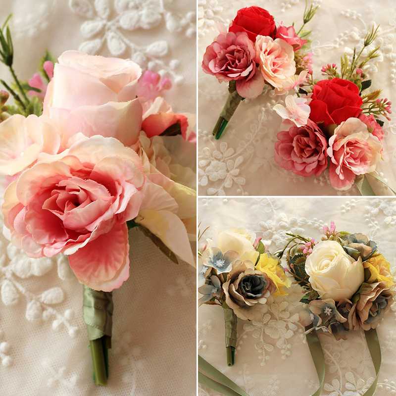 

Corsages Wedding Decoration Bride Wrist Length Flower Hand Flower Bridesmaid Artificial Rose Wedding Supplies