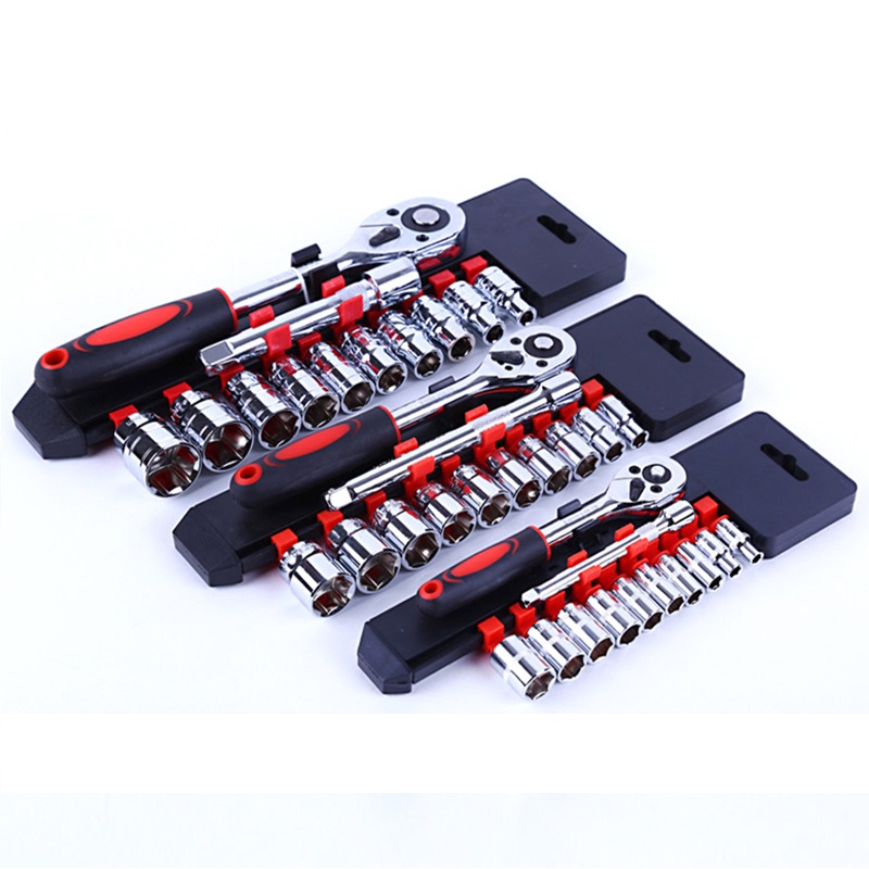 

12pcs Socket Ratchet Handle Wrench Set 1/4 3/8 1/2 Spanner Kit With Extension Rod and 10 Common Sockets Car Repair Hand Tools