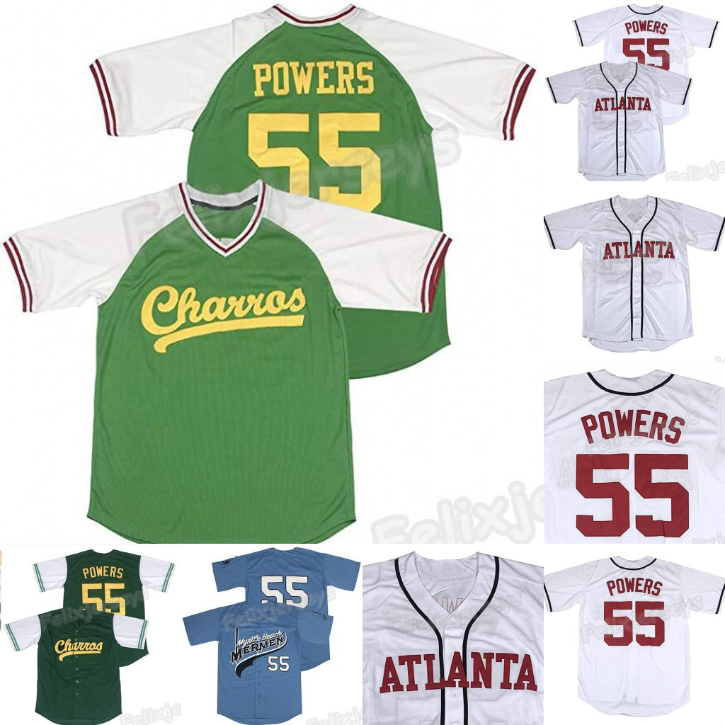 

55 Kenny Powers Eastbound and Down Myrtle Beach Mermen Mexican Charros Atlanta Baseball Jersey Free Shipping, As pic