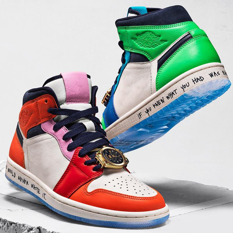 

2020 New release 1 Mid Fearless X Melody Ehsani Orange green mandarin duck gold watch splicing Men WOMEN basketball Shoes size5.5-11