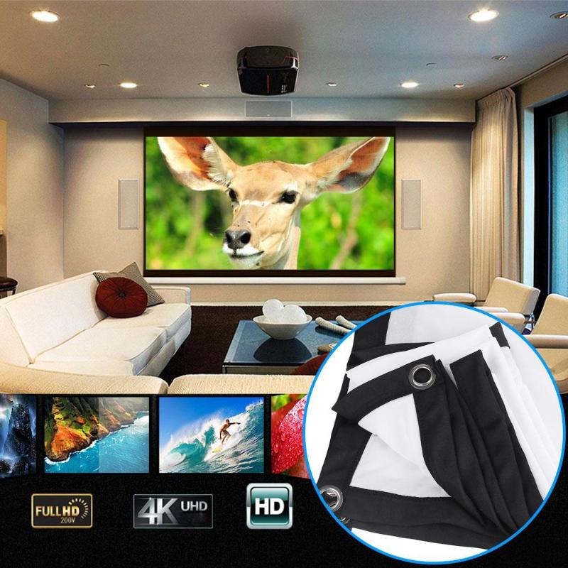 

ALLOYSEED 60/72/84/100/120 inch 16:9 LED Projector Screen 3D HD Wall Mounted Projection Screen Canvas Curtain For Home Theater