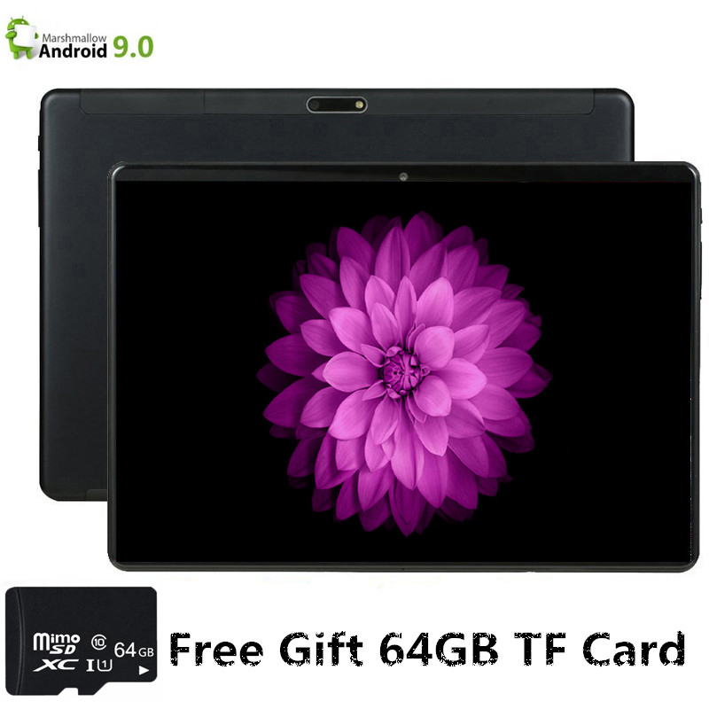 

Rom 32GB + 64GB TF 10.1 Inch Tablet Global 4G LTE Bluetooth Wifi Phablet Android 9.0 MTK Core Dual SIM Card 2.5D Tablet CE Band, Black