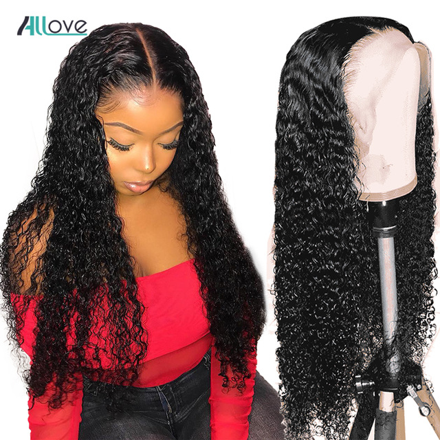 

Allove Straight Human Hair Lace Front Wigs Kinky Curly 13*1 T Lace Part Wig Deep Water Body Human Hair Wigs for Black Women, Peruvian hair