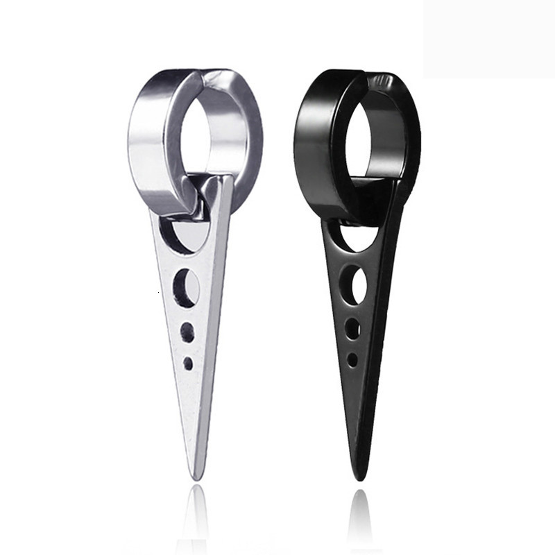 

1PC Stainless Steel Clip Earrings Men Hip Hop Rock Style Triangle Arrow Titanium Steel No Piercing Earring Boucle D'oreille 2020