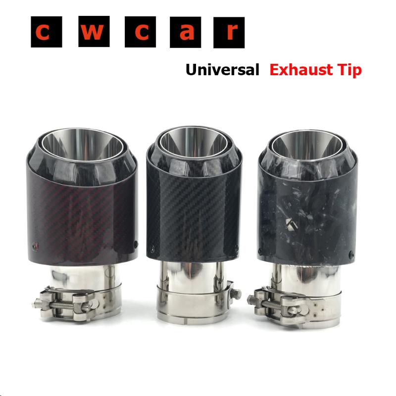 

New 3 Models Real Carbon Fiber With Glossy Black Stainless Steel Exhaust End Pipe For Three Layers Single Car Back Exhaust 1 PCS