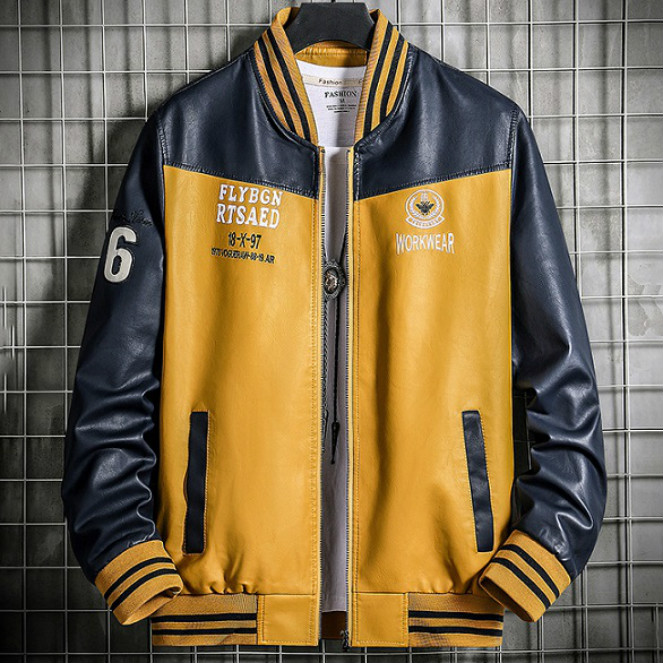 

Men Fashion Jackets New Arrival Casual Long Sleeve Motorcycle Jackets Men 2020 Autumn Winter Casual Panelled Contrast Color Coat, White