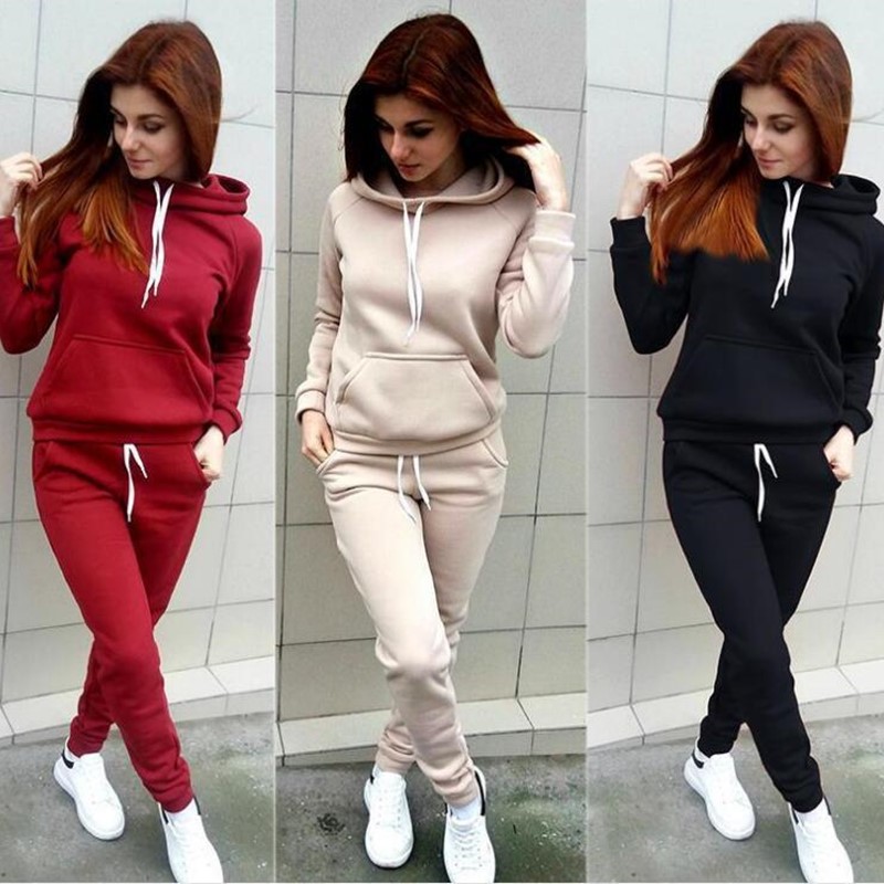 

Sport Suit Women Autumn Winter Tracksuits Wine Pullover Top Shirts Running Set Jogging Suits Sweat Pants 2pcs Sportswear, Gray