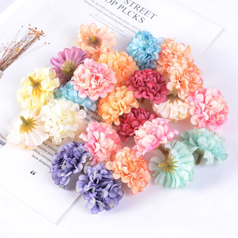 

10pcs/lot Artificial Flower Silk Hydrangea Flower Head For Wedding Party Home Decoration DIY Wreath Gift Box Scrapbooking Craft, Blue