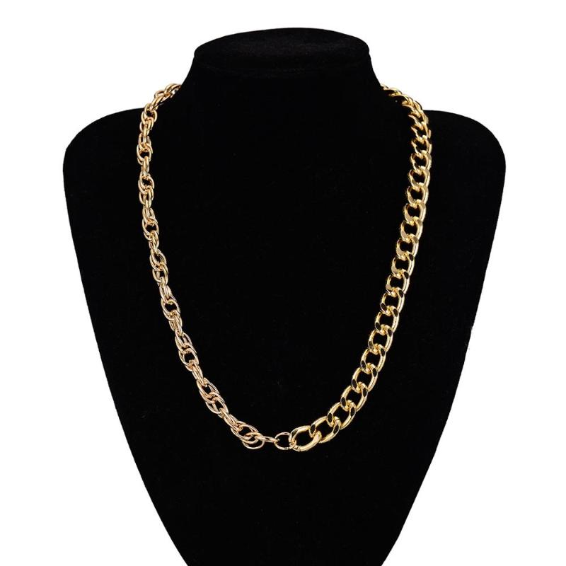 

Punk Hip Hop Curb Cuban Miami Chunky Chain Necklace Copper Buckle Aluminum Chain Necklace Jewelry for Women Men Gift