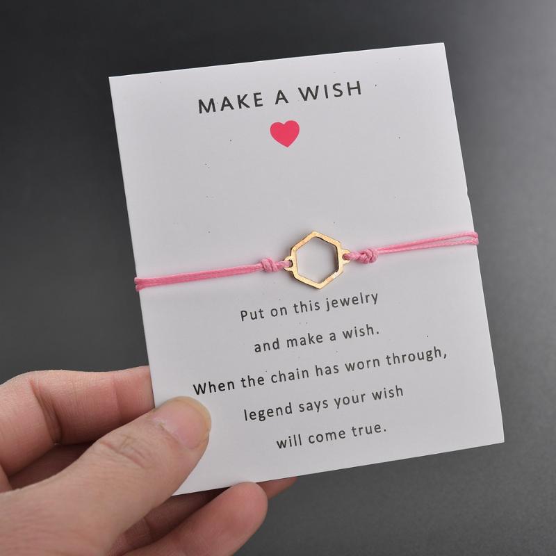 

Bracelet Adjustable Rope Irregular Pattern Bracelets For Women Mne Wish Card Bohemia Charm Fashion Jewelry Best friend Gift