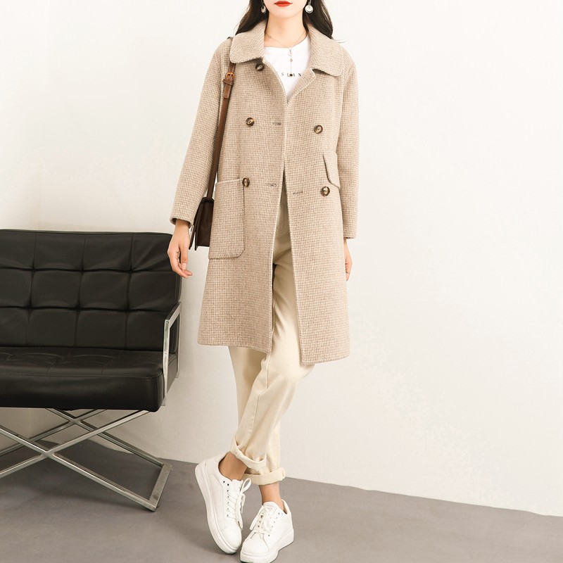 

New double-sided cashmere overcoat in autumn and winter of 2020, See chart