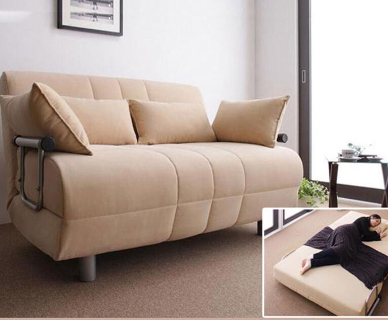 Multifunctional fabric folding sofa bed dual use living room Japanese simple leisure couch factory direct sale-image-571515595