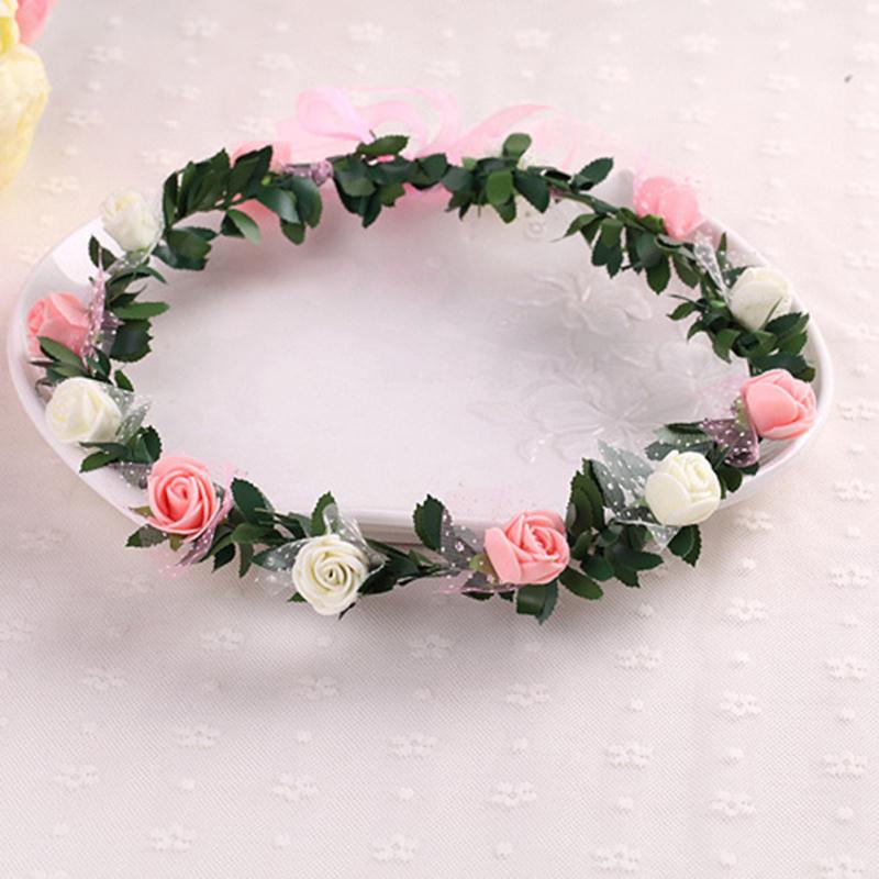 

Imixlot New Bohemian Style Rose Flower Hairband Bridal Wedding Party Floral Garland Handmade Crown Head Accessories Decoration