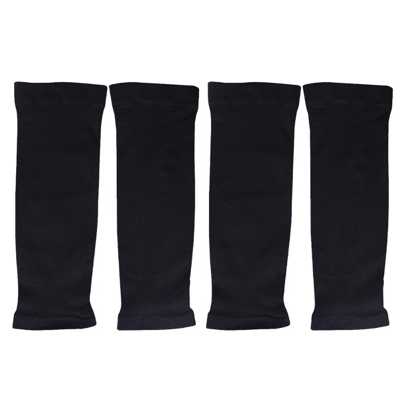 

2 Pairs Fashion UV Sunscreen Arm Guard Protective Cover Arm Sleeves Fingerless Long Gloves for Outdoor Riding Kids, Black