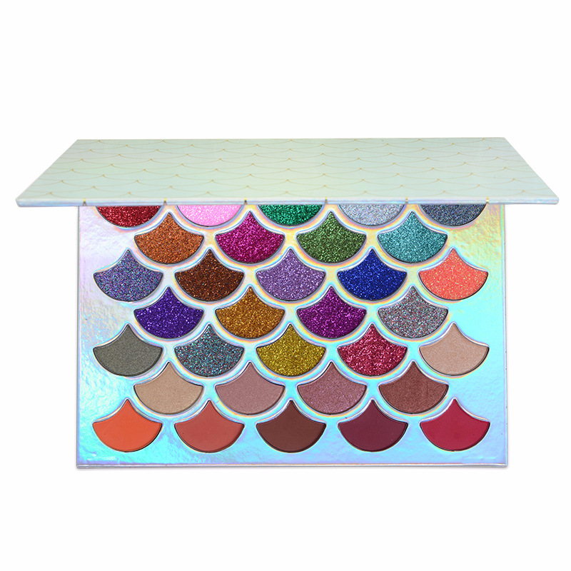

32-color mermaid scale eyeshadow palette pearlescent matte glitter glitter eyeshadow palette, Color as shown