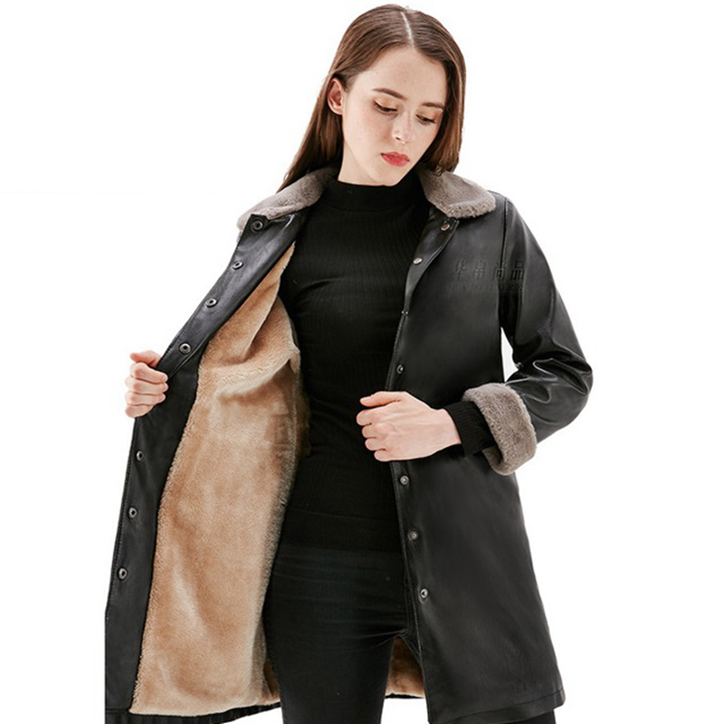

Lguc.H 2020 Winter Leather Jacket Women Velvet Warm Long Coat Woman Plus Large Size Jackets Female Windbreaker Black Red 5xl 4xl