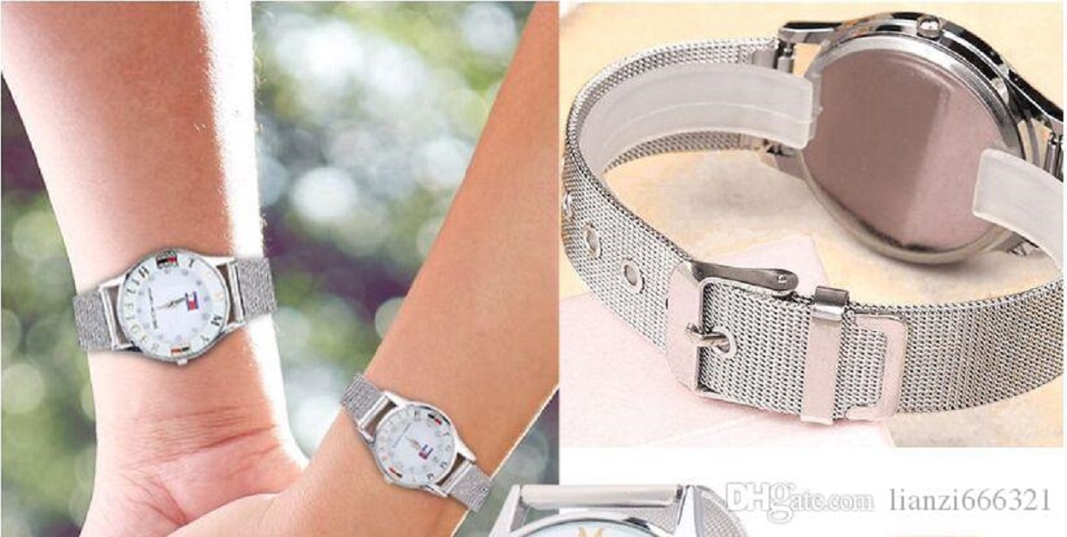 

Hot New Women Men couple silver watch stainless steel band watch man and woman watch gift