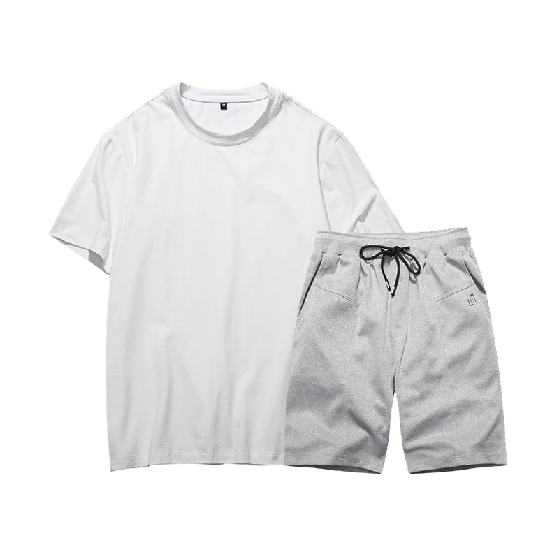 

Brand Men's Sportswear Male Short Sleeve Suit Summer Solid EUR Size Cool Sports Short Trucksuit Men Sets Clothing AFDT41, Gray