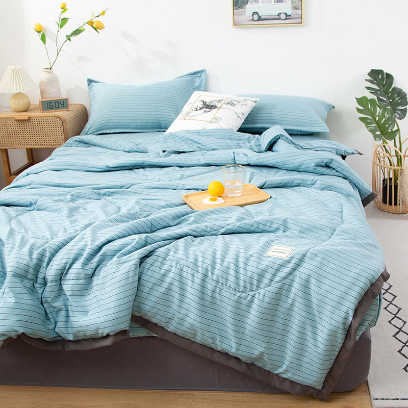 

Comforters & Sets Striped Air Condition Summer Quilt Blanket Breathable Coverlet Bed Cover Single Double Washable Comforter Duvet Bedspread
