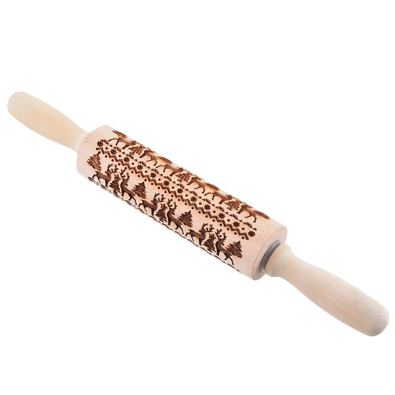 

Snowflake Reindeer Christmas Tree Embossed Rolling Pin Laser Engraved Rolling Pin