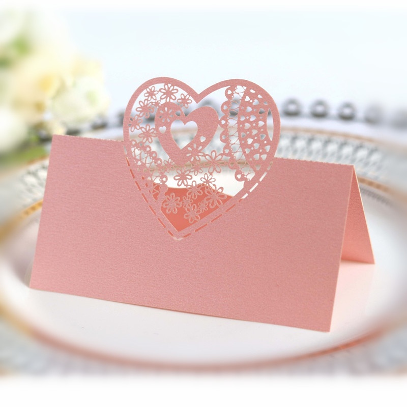 

100pcs Wedding Invitation Cards Three-dimensional Love Seat Card Laser Hollow Wedding Holiday Card High-end Pink Table 6Z