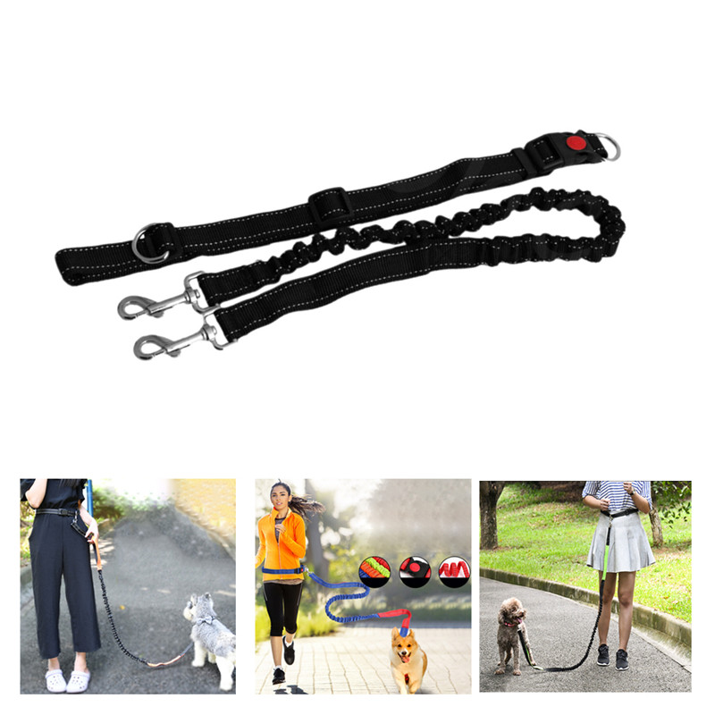 

Dogs Leash Running Elasticity Pet Dogs Harness Collar Jogging Lead and Adjustable Waist Rope Waist Belt
