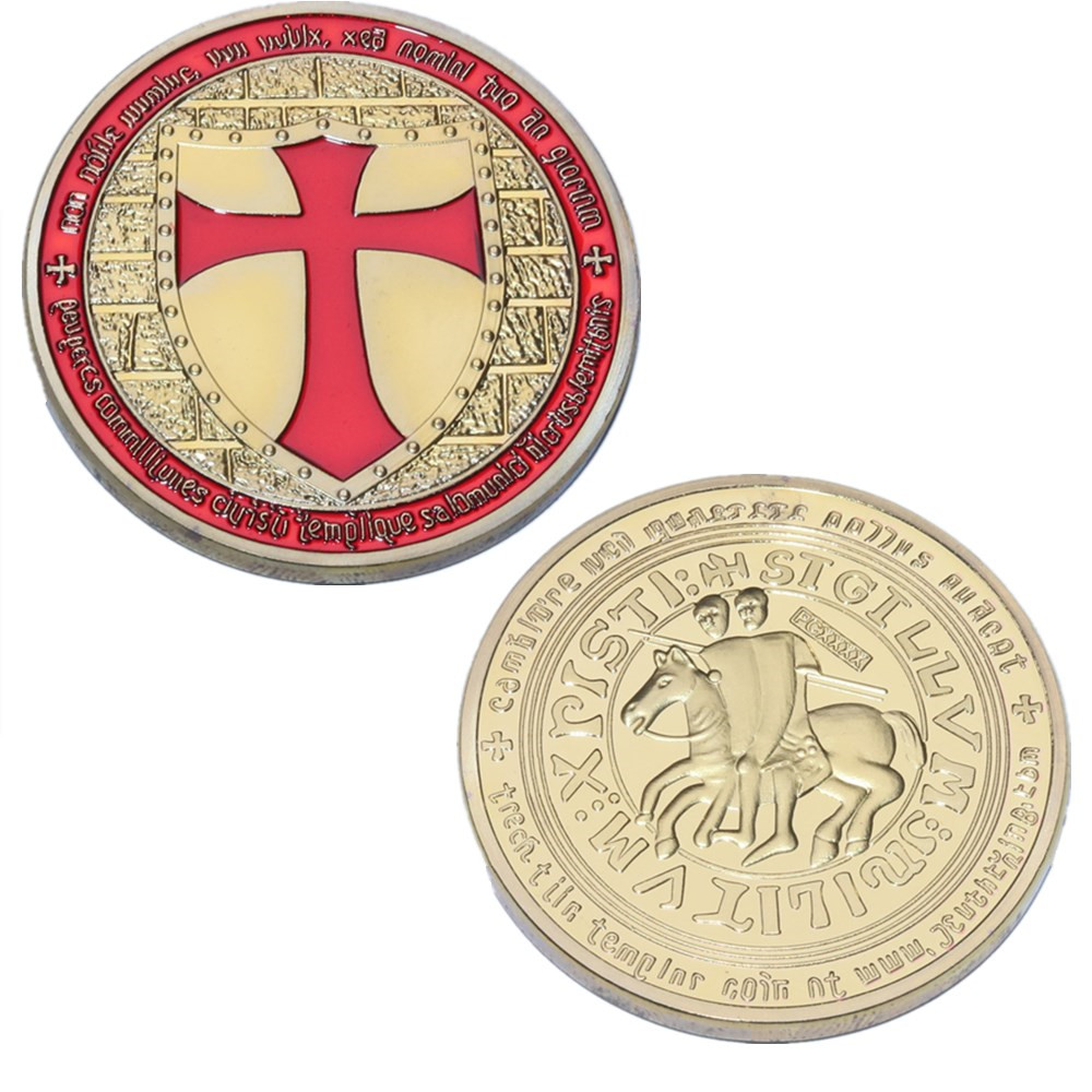 

France Fine Knights Templar Red Cross Challenge Coin Collectable Commemorative Gift