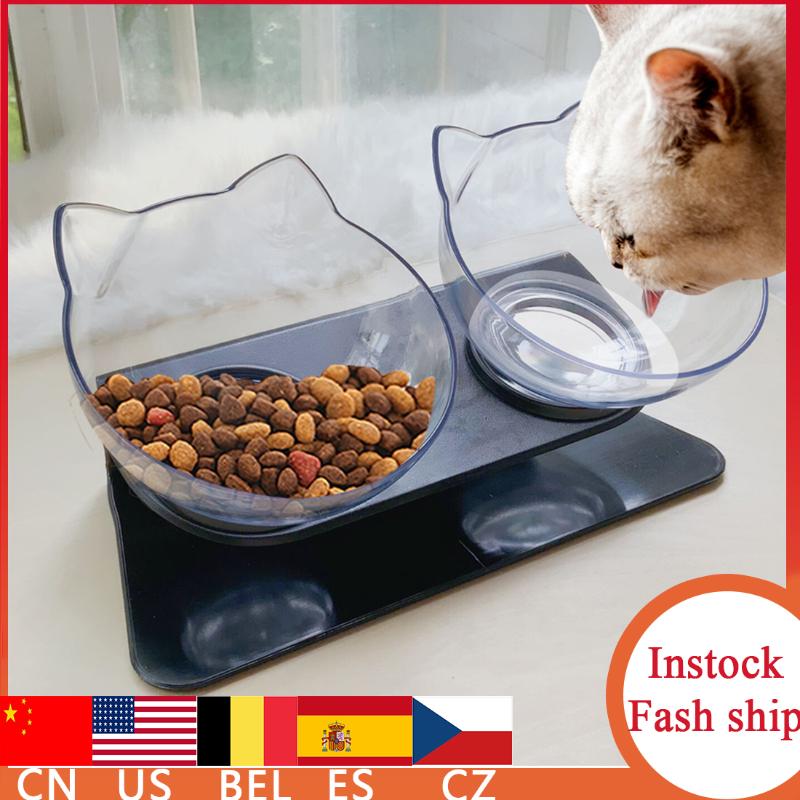 

Cat Bowls Double Cat Bowl With Raised Stand For Cats Dogs Feeders Cats Drinking Bowl Dog Feeding Pet Water Bowls
