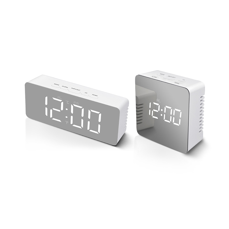 

Table Clock Modern Bedside Digital Clock Deck Mirror Surface Rectangle Snooze Wake Up Alarm For Home Office Decor Watch