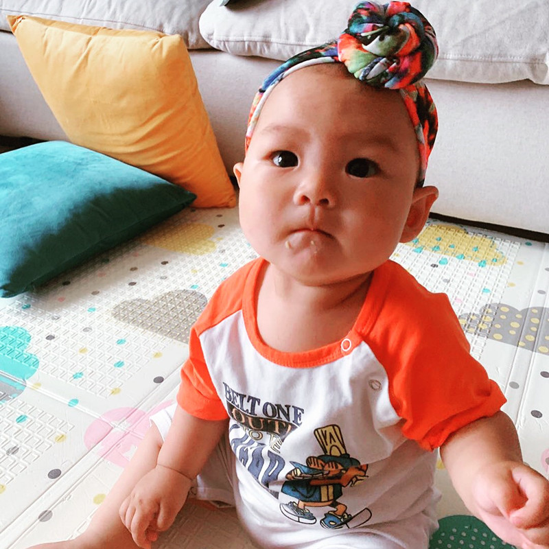 

20pcs Baby girls Rose Knot Turban Headbands kids print floral Turban Head Wraps toddler Top Knot Hairband Hair Accessories