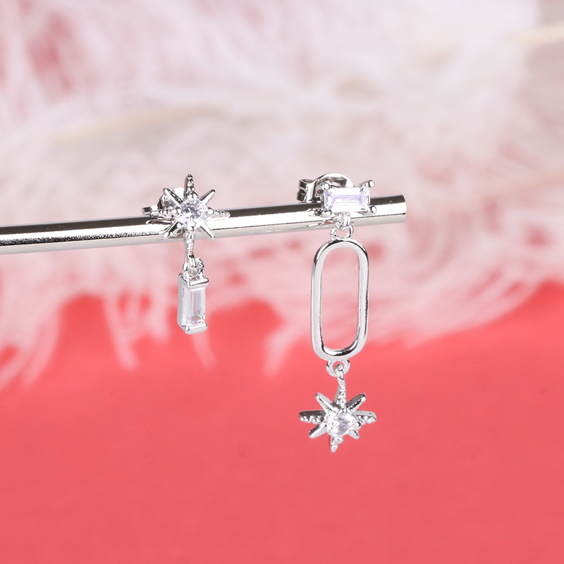 

The six-petal flowers Six Stars Drop earrings jewelry fashion wedding bridal minimalist drip dangle earring gift