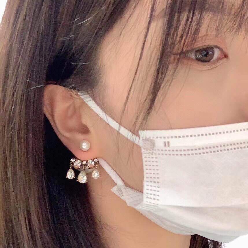 

D home rhinestone water drop pearl earrings 925 silver needle women's ear ring jewelry High version, White;black