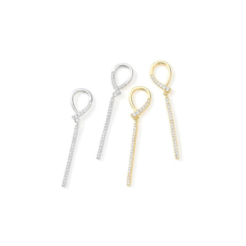 

2020 New Zircon Bar Stud Earring Needle Jewelry Micro Zircon Strip Earring Gold Ear Buckle Women Luxury Jewelry