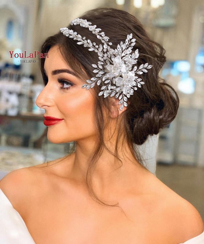 

YouLaPan HP284 Alloy Flower Wedding Headpiece Bridal Crown Wedding Tiara Luxury Hair Accessories Rhinestones Headband