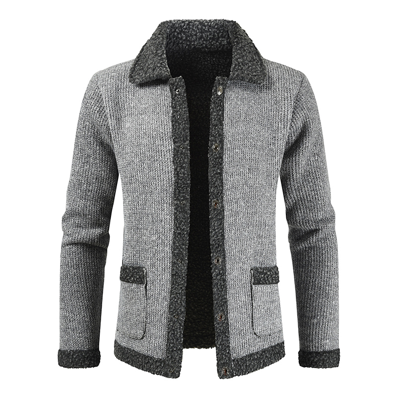 

2020 Winter Sweater Coat Men Casual Fashion Cardigan Stand Collar Men Sweater Gray Jacket homme 2020, Beige