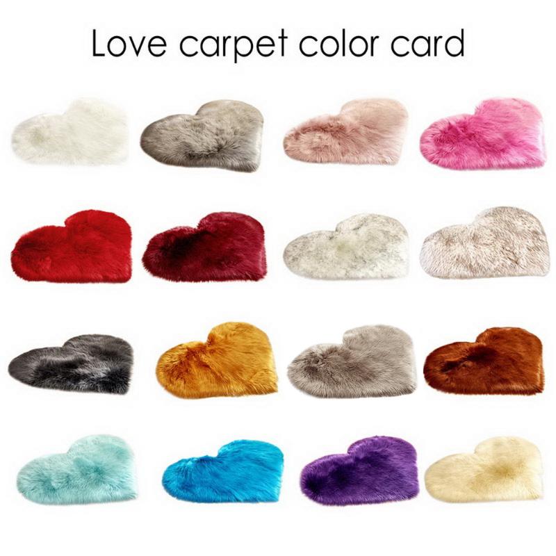 

40x50cm/70x90cm Love Heart Shape Rugs Artificial Faux Wool Sheepskin Hairy Carpet Floor Mat Fur Fluffy Soft Area Rug, Wine red