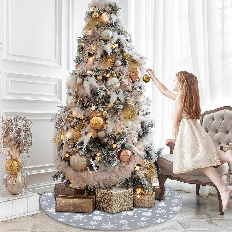 

Snowflake Christmas tree decor White Christmas Tree Skirt Fur Skirt For Xmas Decorations Xmas Decor High Quality