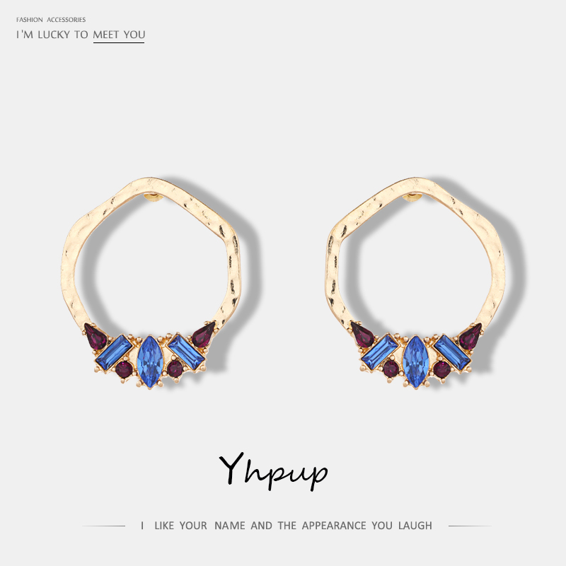 

Yhpup Charms Rhinestoe Crystal Round Dangle Earrings Vintage Ethnic Zinc Alloy Earrings Pendientes Mujer Moda 2020 Partu Gifts