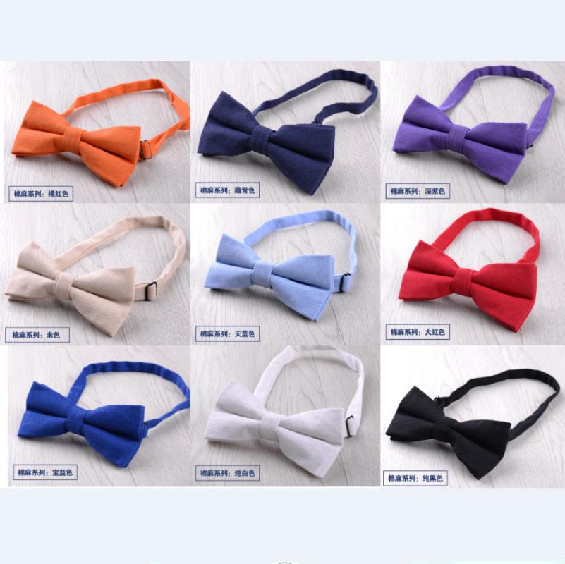 

Cotton and linen bow tie for men versatile leisure plain color simple fashion fresh bow tie