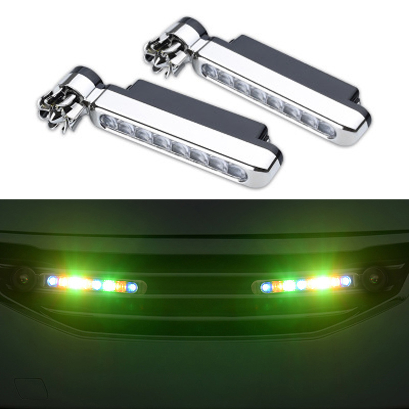 

2 Pieces/set of Wind Energy Car Daytime Running Lights 8 LED Lamp Beads Car Front Grille Exterior Decoration Atmosphere Light