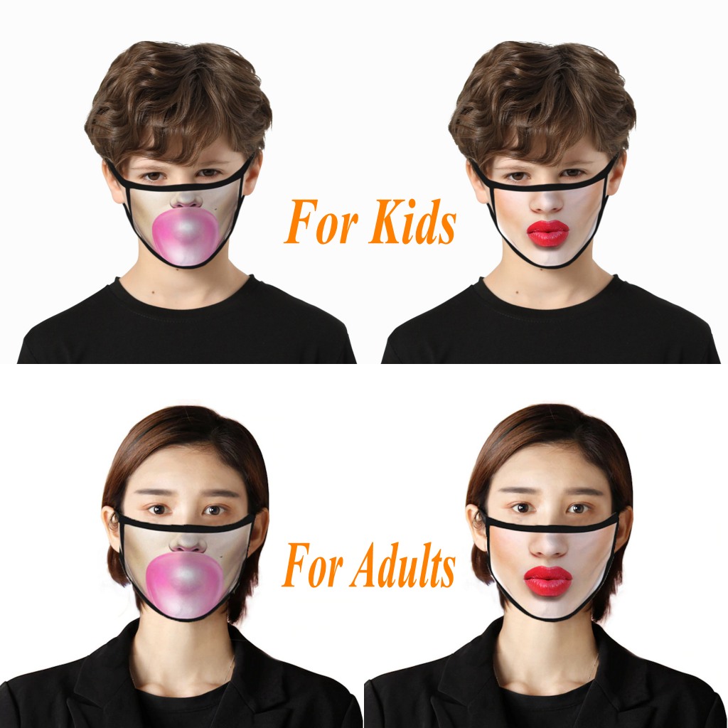 

US Stock DHL Adults Kids Funny Party Masks Hot sale Children Reusable 3D Printed Cartoon face masks Dustproof Washable Mouth Mask