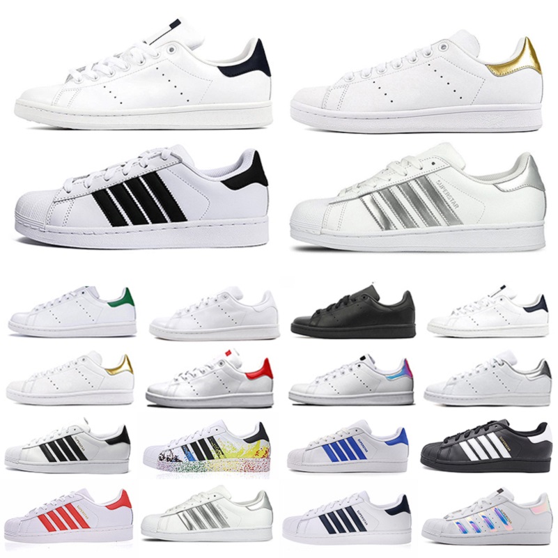

2020 Stan smith Superstar white Gold green Mens Casual Shoes Superstars Hologram platform Leather Shoe Men Women trainers sports sneakers, Color#19
