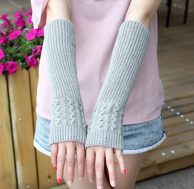 

Autumn and winter women's thicken warm knitted gloves lady's medium long arm sleeve winter fingerless glove R120